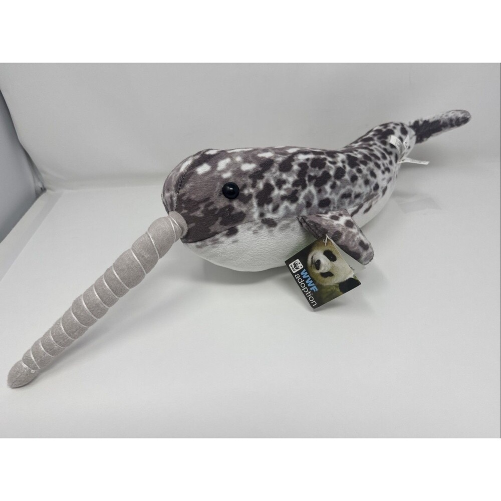 WWF Adoption Narwhal Plush Stuffed Animal 21" NEW realistic studded animal NWT
